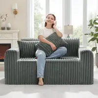 Merkloos Zweisitzer Sofa Couch Loveseat - 2-Sitzer - Schaumstoff mit Memory-Schaum - Grau - 137,2 x 80 x 76,2 cm - Für Wohnzimmer und Schlafzimmer