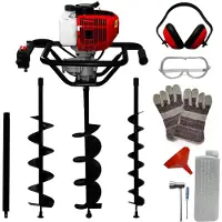 Merkloos Benzin-Erdbohrer Pfahlbohrer Lochbohrer - 52 cm³ - 3 Bohraufsätze 4/6/8 Zoll - Verlängerungsstange 80 cm