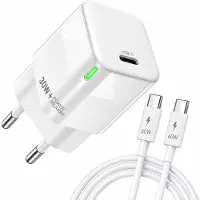 MOELECTRONIX 30W + 60W USB C Ladegerät Kabel passend für Xiaomi 18 17 17T 15 14T 14c 14 13 13T 13c 12 12T A3 A4 A5 Ultra Poco C75 X5 4G 5G USB-C Strom Stecker WEIß