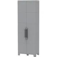 LTPRTZ Außenaufbewahrungsbox - Schrank mit Türen - Gartenmöbelaufbewahrung - Hergestellt aus recyceltem Kunststoff - 78 cm hoch - Grau