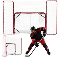 StarTech.com Hockeytor mit Fangnetz - Street-Hockey Tor-Set - Größe 307 x 183 cm - Mit Zielscheiben - Metallrahmen - Leicht & Tragbar - Für Outdoor & Indoor - Weiß/Rot