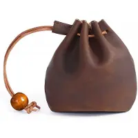 Merkloos Geldbörse aus Leder – Vintage-Design – Schlüsseletui mit Kordelzug – Wasserdicht – Langlebig – Elegantes Design