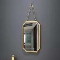 Merkloos Solidchoice – Achtkantiger goldener Wandspiegel mit Kette für das Badezimmer