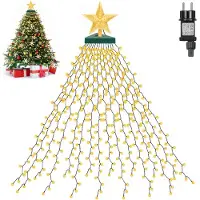 Lapamax LED Weihnachtsbaum Lichterkette 2m 410LEDs mit Stern Warmweiß 16 Strängen 8 Lichtmodi Lichtervorhang mit Timer für Weihnachten Party Garten Deko