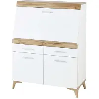 Freiraum Sekretär Bürotisch Schreibtisch "Secret I" weiß matt / Eiche Altholz Nachbildung
