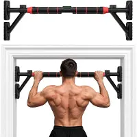 Relaxdays Klimmzugstange Türrahmen, ausziehbar 87–100 cm, 150 kg, zum Einklemmen, ohne Bohren, Stahl, Türreck, schwarz