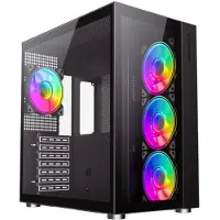 GameMax Infinity BK, Midi Tower, PC, Schwarz, ATX, micro ATX, Mini-ITX, Metall, Gehärtetes Glas, Gaming