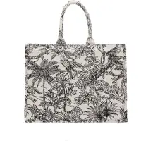 Merkloos Große Handtasche mit Blumenstickerei, Retro Stil