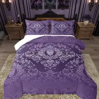 Merkloos Solidchoice – Vintage-Damast-Bettwäsche-Set – Lila, 3D-Druck, King-Size, Bohème-Stil, inklusive Kissenbezüge