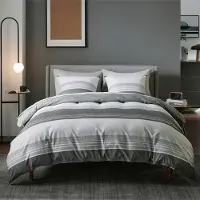 Merkloos Omgoods – Bettwäsche-Set, 200 x 200 cm, mit 2 Kopfkissenbezügen, weich und gestreift