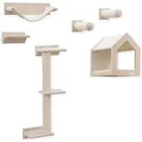 Merkloos Kratzbaum Katzen Kletterwand Wandkratzbaum - Sechs Katzen - Beige - Inklusive Montagematerial