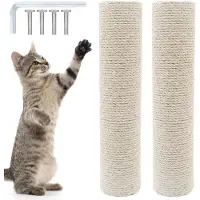 Merkloos Kratzbaum Ersatzstamm Kratzsäule Katze - 40 cm - Weiß - Sisal - M8-Schrauben - 2er-Set