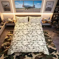 Merkloos Omgoods – Bettwäsche-Set mit Flugzeugmotiv für Kinder, Größe: Doppelbett