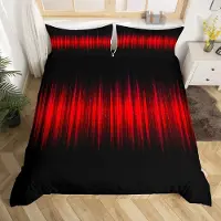 Merkloos Omgoods – Abstrakte Ombre-Bettwäsche-Set – Doppelbett mit rotem und schwarzen geometrischen Muster
