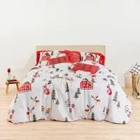 Merkloos Omgoods – Weihnachtliches Bettwäsche-Set mit Knöpfen, 240 x 220 cm