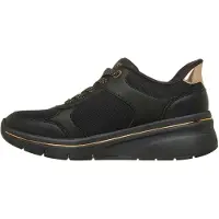 SKECHERS Damen Billion Flex Turnschuhe, Black Duraleather Mesh, 36 EU
