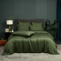 Merkloos Omgoods – Sommerliches Bettwäsche-Set in Grün, 200 x 200 cm, aus Bambusfasern