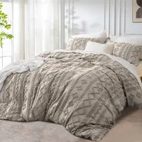 Merkloos Omgoods – Boho-Bettwäsche-Set mit geometrischem Muster, gesteppt, 200 x 200 cm, inklusive 2 Kopfkissenbezügen