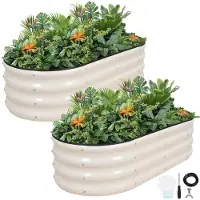 Sonstiges Hochbeet-Set verzinktes Metall 120 x 60 x 30 cm Weiß 2 Stück