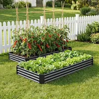Sonstiges Hochbeet-Set verzinkter Stahl 2 Stück 232 x 113 x 30 cm Schwarz