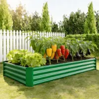 Sonstiges Hochbeet-Set verzinktes Metall rechteckig grün 232x113x30 cm