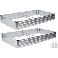 Sonstiges Verzinktes Hochbeet für den Außenbereich, 2 Stück, 2,4 x 1,2 x 0,3 m, silberfarben