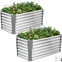 Sonstiges Verzinktes Hochbeet 120 x 60 x 60 cm Metall Silber 2 Stück