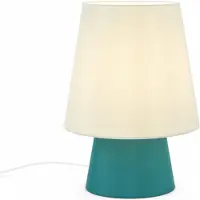 Relaxdays Tischlampe, Leinen, HxD: 36 x 28 cm, E27, Tischleuchte mit Kabel, Wohn-, Schlafzimmer, Stofflampe, grün/salbei