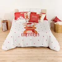 Merkloos Omgoods – Weihnachtliches Bettwäsche-Set mit Knöpfen, 135 x 220 cm