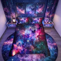 Merkloos Omgoods - Bettwäsche-Set "Galaxy" mit Sternenhimmel-Design