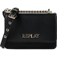 Replay Umhängetasche Schultertasche Crossbody Bag Black + Gold schwarz
