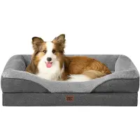 Merkloos Orthopädisches Hundebett Hundekissen Hundekorb - Memory Foam - Waschbar - Grau - 91 x 68 x 17,5 cm