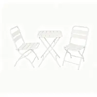 StarTech.com Bistroset für Garten und Balkon - Klappbares 3-teiliges Set - Metalltisch mit 2 Stühlen - Rutschhemmende elektrostatische Beschichtung - Wetterfest - Weiß