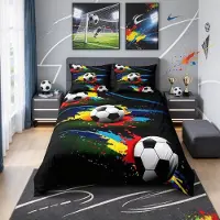 Merkloos Bettwäsche-Set mit Fußballmotiv für Kinder und Jugendliche