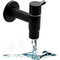 Sonstiges Wand Wasserhahn Edelstahl Schwarz für Bad, Waschbecken, Küche, Garten