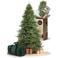 Merkloos Kunsttannenbaum, 240 cm hoch - Aus PE-Kunststoff gefertigt - Mit Holzfuß