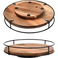 Merkloos Drehteller Gewürzregal Küchenregal - 25 cm - Holz - 360 Grad drehbar - Rutschfest