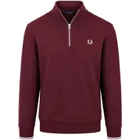 Fred perry für Herren. M3574 Sweatshirt mit halblangem Reißverschluss in Bordeaux (XXL), Lässig, Baumwolle