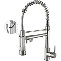 Sonstiges Küchenarmatur mit herausziehbarem Brausekopf, Hochbogen, Einhebelarmatur, gebürstetes Nickel