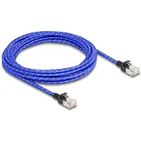 DeLOCK RJ45 Netzwerkkabel mit Geflechtmantel Cat.6A U/FTP Slim 5 m blau, 5 m, Cat6a, U/FTP (STP), RJ-45, RJ-45, Blau