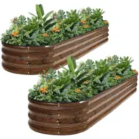 Sonstiges Hochbeet-Set verzinktes Metall 240x60x30 cm 2 Stück Kornfarben mit Handschuhen