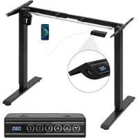StarTech.com Elektrisches höhenverstellbares Schreibtischgestell - Computertischgestell - Doppelmotor - Höhe 72–120 cm - Breite 90–135 cm - 4 Speicherplätze - USB-Ladeanschluss - Schwarz
