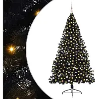 vidaXL Künstlicher vorbeleuchteter Weihnachtsbaum Schwarz 240 cm PVC