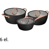 MG HOME Rose Gold Aluminiumtopf-Set 6-teilig mit Glasdeckeln