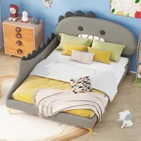 Sonstiges Kinderbett Cartoon Dinosaurier Form Flachbett PolyurethanGrau 140x200cm