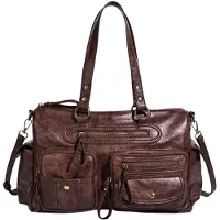 Merkloos Retro-Handtasche aus Kunstleder mit Reißverschluss für Damen