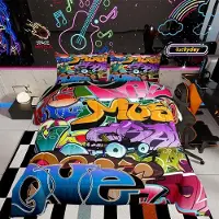 Merkloos Graffiti-Bettwäsche-Set für Jungen und Mädchen