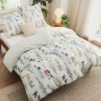 Merkloos Bettwäsche-Set, 135 x 200 cm - 4-teilig - 2 Kopfbezüge, 80 x 80 cm - - Blumenmuster - Atmungsaktiv und weich - Bettbezug-Set