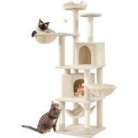 Yaheetech Kratzbaum 175 cm stabiler Katzenbaum mit Sisalstämen & Höhlen, Beige