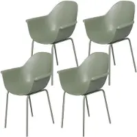 Moonbite Gartenstühle 4er-Set mit Armlehnen, hohe Rückenlehne, bis 120 kg, Kunststoff auf Metallrahmen, wetterfest, 59 × 55 × 84 cm, Grün